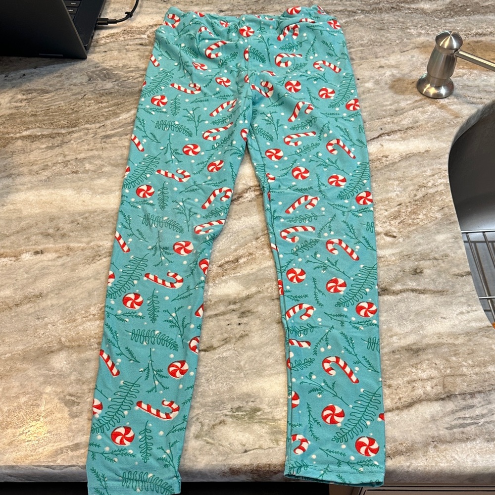Festive Candy Cane Kids Leggings